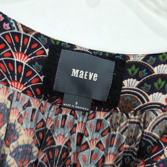 Anthropologie Maeve Dress Womens Small Monaco Scallop Trim Boho Skater - Picture 4 of 9